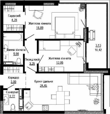 Двухкомнатные в ЖК PUSHA HOUSE