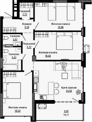 3-комнатная 96.92 м² в ЖК PUSHA HOUSE от 48 100 грн/м², Киев