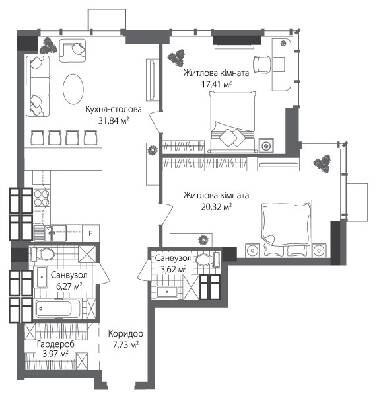 2-комнатная 91.16 м² в ЖК RiverStone от 51 950 грн/м², Киев