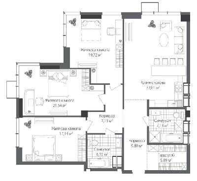 3-кімнатна 126.51 м² в ЖК RiverStone від 1 364 820 грн/м², Київ