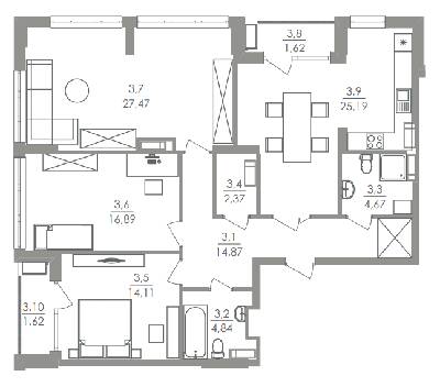 3-кімнатна 113.65 м² в ЖК Greenville на Печерську від 42 950 грн/м², Київ