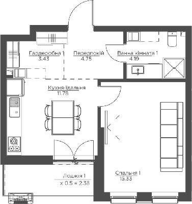 1-комнатная 41.87 м² в ЖК Happy House от 35 950 грн/м², Киев