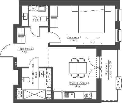 1-комнатная 47.54 м² в ЖК Happy House от 43 956 грн/м², Киев
