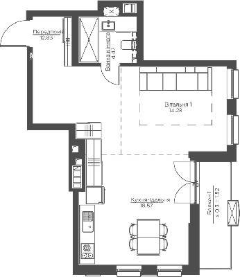 1-комнатная 51.67 м² в ЖК Happy House от 43 956 грн/м², Киев