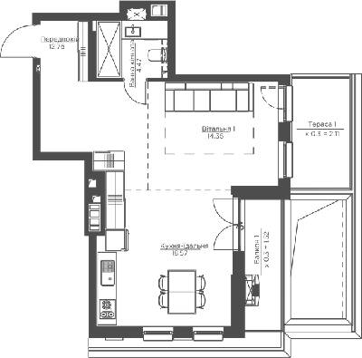 1-комнатная 53.78 м² в ЖК Happy House от 42 957 грн/м², Киев