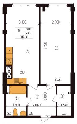 1-кімнатна 58 м² в ЖК Henesi House від 31 900 грн/м², Київ