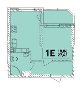 1-комнатная 27.62 м² в ЖК Lego House от застройщика, Киев