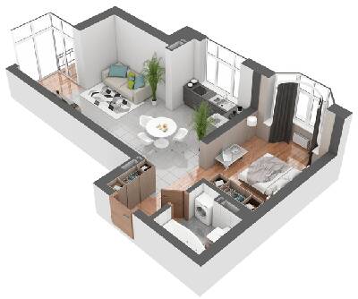 1-кімнатна 50.84 м² в ЖК Гранд Бурже від 25 470 грн/м², м. Буча