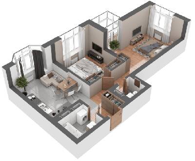 2-комнатная 59.11 м² в ЖК Гранд Бурже от 22 789 грн/м², г. Буча