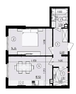 1-комнатная 43.3 м² в ЖК Praga-2 от 20 000 грн/м², Киев