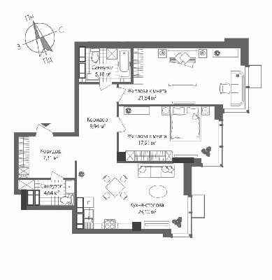 2-комнатная 89.02 м² в ЖК RiverStone от 52 350 грн/м², Киев