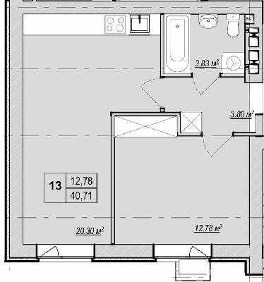 1-кімнатна 40.71 м² в ЖК Метро парк від 29 900 грн/м², Київ