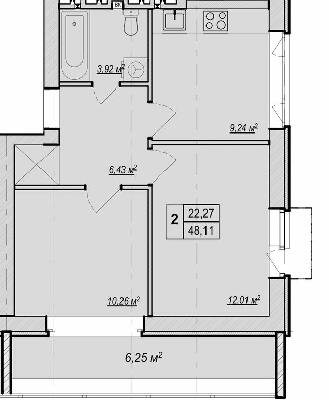 2-кімнатна 48.11 м² в ЖК Метро парк від 29 900 грн/м², Київ