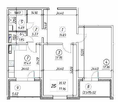 2-кімнатна 77.96 м² в ЖК Ревуцький від 23 500 грн/м², Київ