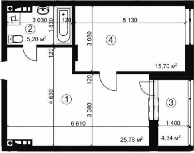1-комнатная 48.85 м² в ЖК Сырецкий парк 2 от 35 200 грн/м², Киев