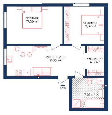 2-комнатная 60.28 м² в КД Liverpool House от 31 750 грн/м², Киев