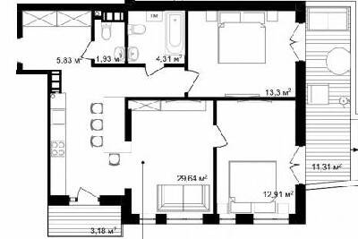 2-кімнатна 72.9 м² в ЖК Struetinsky Residence від 84 250 грн/м², Київ