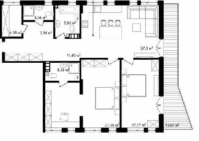 2-кімнатна 107.57 м² в ЖК Struetinsky Residence від 84 250 грн/м², Київ