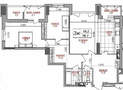 3-комнатная 98.7 м² в ЖК West House от 42 000 грн/м², Киев