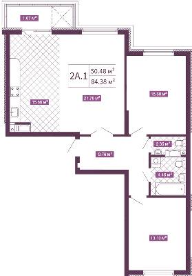 2-комнатная 84.5 м² в ЖК Голосеевский от 52 298 грн/м², Киев