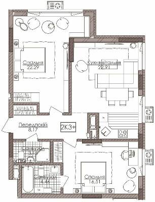 2-кімнатна 77.49 м² в ЖК Камертон від 66 850 грн/м², Київ
