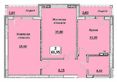 2-комнатная 68.95 м² в КД Королева от 19 000 грн/м², г. Белая Церковь