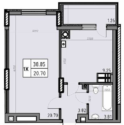 1-кімнатна 38.85 м² в ЖК Банківський 2 від 21 000 грн/м², м. Бориспіль
