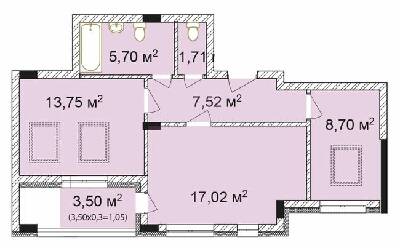 2-кімнатна 55.45 м² в ЖК Лавандовий від 21 379 грн/м², м. Бровари