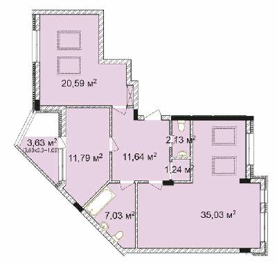 2-кімнатна 90.54 м² в ЖК Лавандовий від 21 379 грн/м², м. Бровари