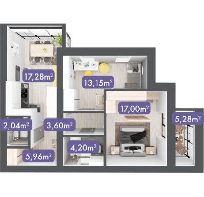 2-кімнатна 68.51 м² в ЖК Desna Park Residence від 13 750 грн/м², с. Зазим`я