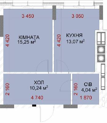 1-кімнатна 42.6 м² в ЖК Riverside від 33 750 грн/м², с. Погреби