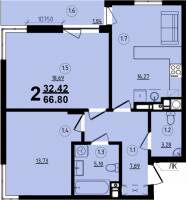 2-комнатная 66.8 м² в ЖК Globus Central Park от 59 300 грн/м², Львов