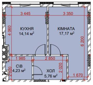 1-кімнатна 41.3 м² в ЖК Riverside від 21 150 грн/м², с. Погреби