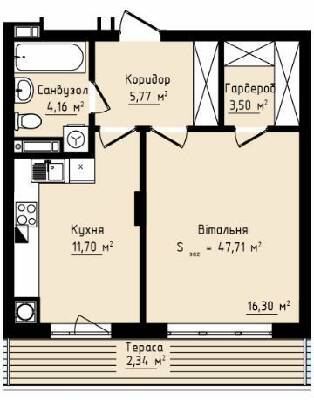 1-комнатная 47.71 м² в ЖК Globus Premium от 67 750 грн/м², Львов