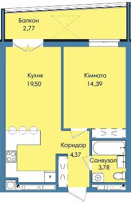 1-комнатная 44.81 м² в ЖК Washington City от 23 300 грн/м², Львов