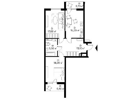 2-комнатная 75.1 м² в ЖК Лебединый от 31 400 грн/м², Киев