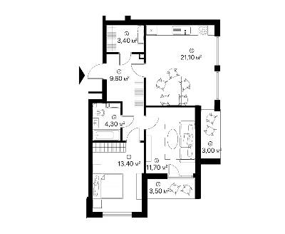 2-комнатная 70 м² в ЖК Лебединый от 31 400 грн/м², Киев