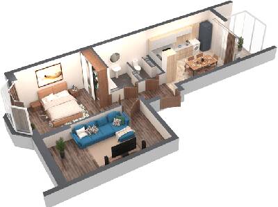 2-комнатная 58.2 м² в ЖК Гранд Бурже от 22 653 грн/м², г. Буча