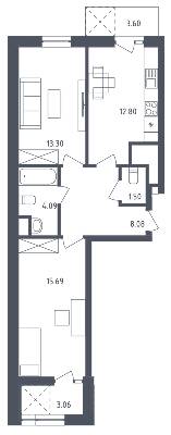 2-комнатная 59.6 м² в ЖК Малоголосківські пагорби от 21 350 грн/м², Львов