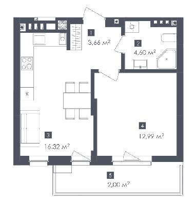 1-комнатная 39.56 м² в ЖК Малоголосківські пагорби от 24 350 грн/м², Львов