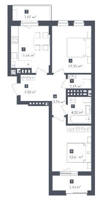 2-комнатная 55.22 м² в ЖК Малоголосківські пагорби от 22 900 грн/м², Львов
