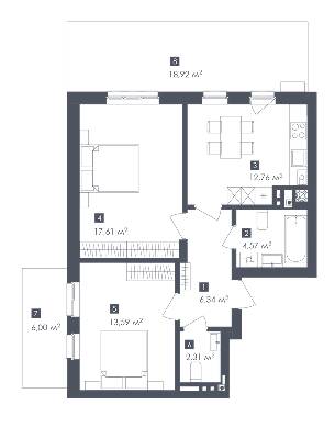 2-комнатная 64.66 м² в ЖК Малоголосківські пагорби от 25 900 грн/м², Львов