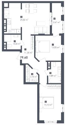 2-комнатная 79.6 м² в ЖК Малоголосківські пагорби от 25 900 грн/м², Львов