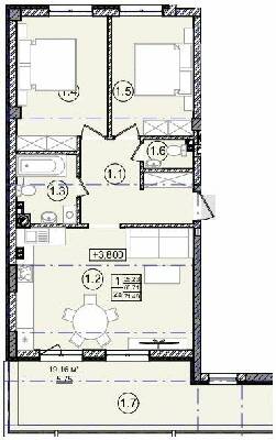 2-кімнатна 71.46 м² в ЖК На Кондукторській від 35 000 грн/м², Львів