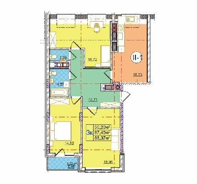 3-кімнатна 88.37 м² в ЖК на вул. Перфецького від 24 850 грн/м², Львів