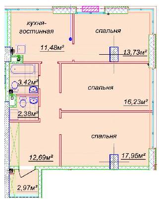 3-кімнатна 80.84 м² в ЖК Миронова від 30 050 грн/м², Дніпро