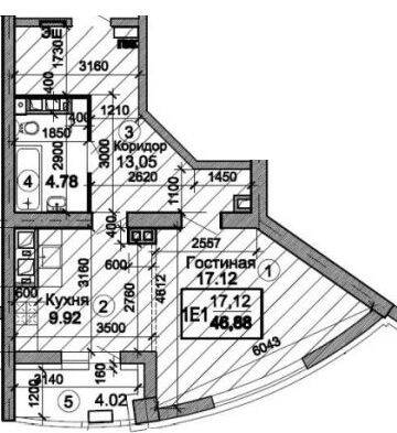 1-комнатная 49.15 м² в ЖК Триумф от 23 000 грн/м², Днепр