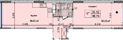 1-кімнатна 50.73 м² в ЖК Нові Теремки від 18 500 грн/м², с. Новосілки