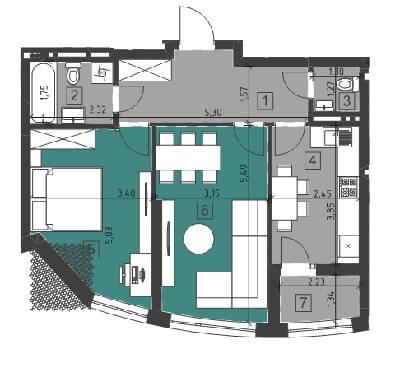 2-кімнатна 56.91 м² в ЖК Парус City від 19 900 грн/м², Львів