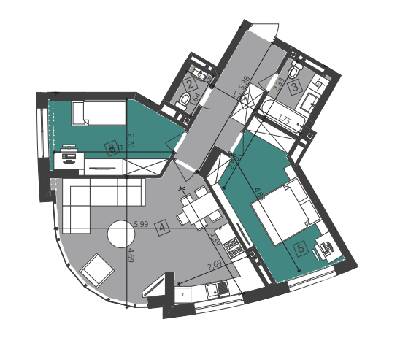 2-кімнатна 68.09 м² в ЖК Парус City від 19 900 грн/м², Львів